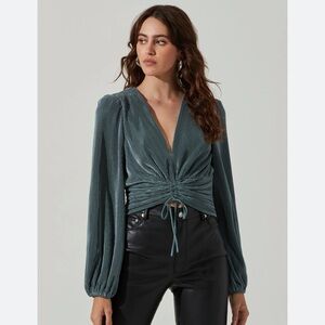 Astr Ribbed Sage Blouse